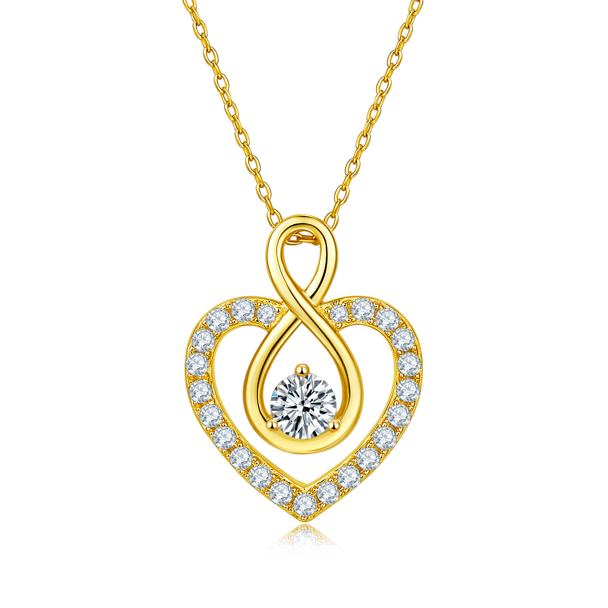 Round main stone infinite love pendant S925 silver Moissanite cherry stone D-grade 1.0CT